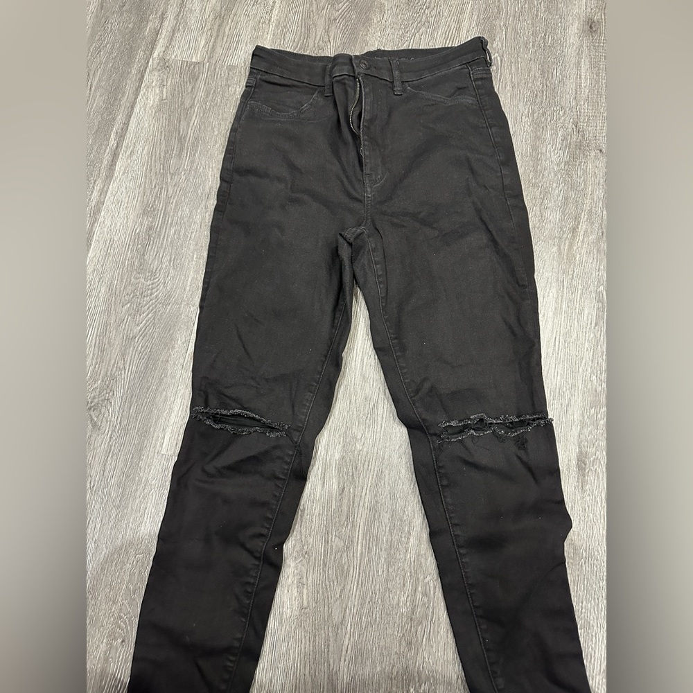 American Eagle Curvy super high ride Jegging with Knee slits black